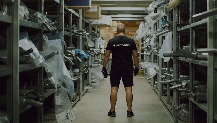 a man in a warehouse