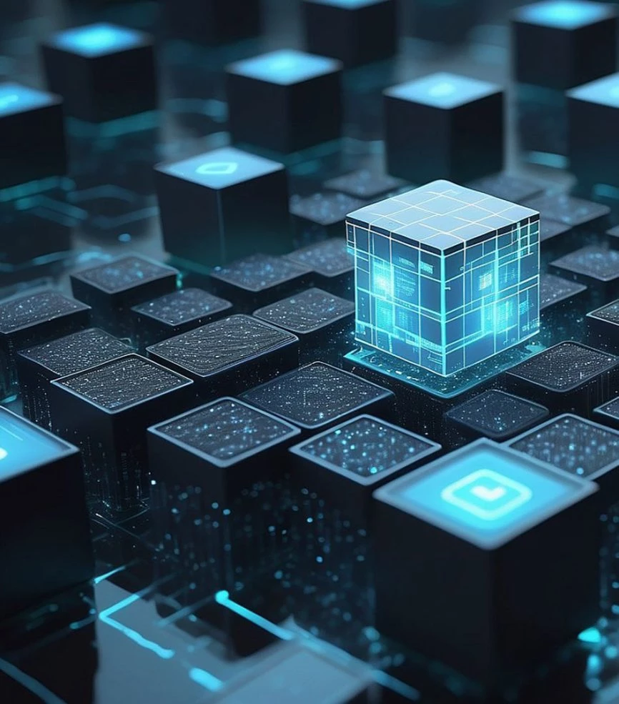 a cubes with a glowing cube in the middle